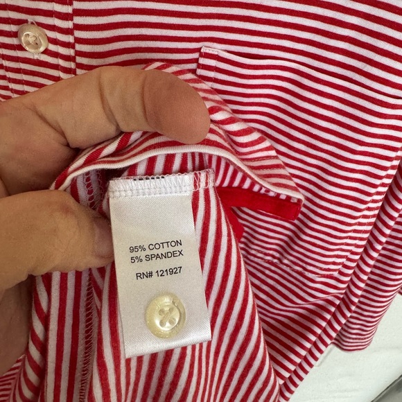 Johnnie-O men’s red and white Nelly Striped casual Polo Shirt size XL - Picture 4 of 5